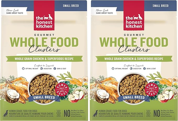 The Honest Kitchen Whole Food Clusters Small Breed Whole Grain Chicken Dry Dog Food, 1 lb Trial Pouch (Pack of 2)