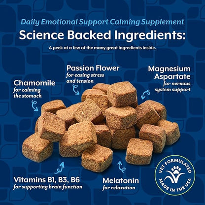 NaturVet Emotional Support Daily Calming Aid Dog Supplement - Helps Promote 24/7 Normal, Calm Behavior - for Dog Stress, Nervousness, Separation, Unwanted Behavior - 120ct Soft Chews