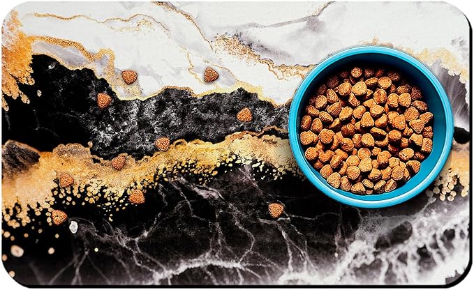 Dog Food Mats for Floors Waterproof Mat for Cat Food and Water Bowls - Absorbent Quick Dry Non Slip Mat for Pet Feeding