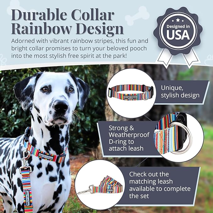 Lucky Love Dog - Adjustable Dog Collar with Easy Click Buckle for Small Ones, Durable, & Comfortable for Male & Female Dogs, Pet Collar for Puppies & Adult Dogs - Hippie, XS