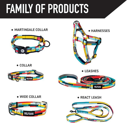 Wolfgang Heavy Duty Martingale Dog Collar with Quick Release Nylon Buckle for Walking & Training, Mixtape Print, Large