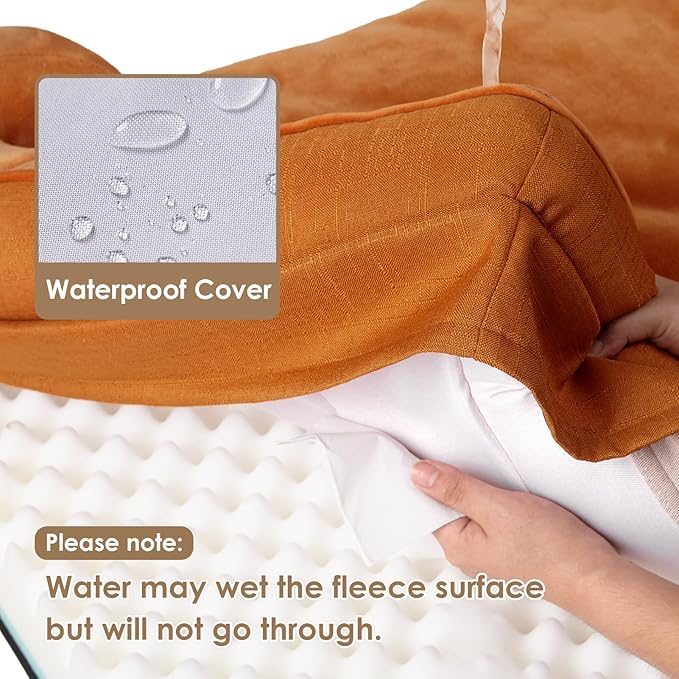EHEYCIGA Orthopedic Dog Beds for Extra Large Dogs, Waterproof Memory Foam XXL Dog Bed with Sides, Non-Slip Bottom and Egg-Crate Foam Big Pet Couch Bed with Washable Removable Cover,Pumpkin Orange