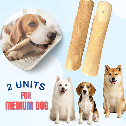 Set of 2 Coffee Wood Dog Chew Stick Toy, Natural and Real Wooden Bone Sticks, Safe Dental Cleaning Chews, Pet Health, Teeth Cleaning and Relieve Stress (Set 2 for Medium Dog)