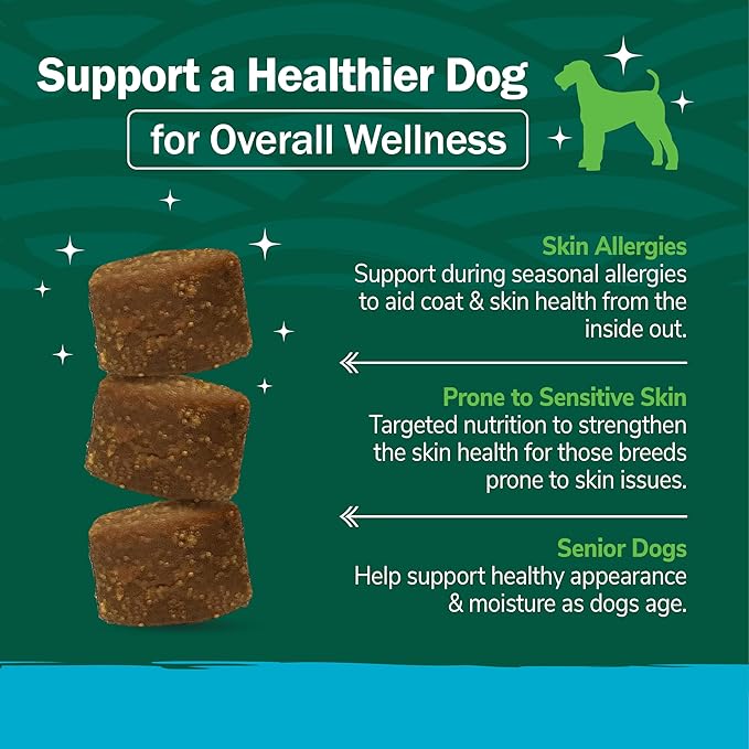 Petnc Dog Skin and Coat Supplement (60 Chewables), With Omega 3, EPA & DHA, Promotes Healthy Skin & Glossy Coat, For Dogs 18 Weeks & Older, Liver Flavor