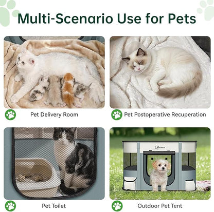 Dog Playpen,Cat Pet Puppy Pen,Portable Playpens for Dogs Indoor Outdoor Travel Camping Use,Foldable Dog Kennel Tent Crate for Rabbit Small Animals with Carrying Case (Grey, Small)