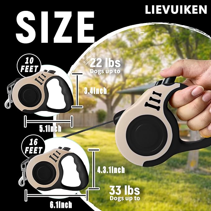 Retractable Dog Leash Automatic Telescopic Tractor Dog Tape, Pet Tape 10/16 FT Durable and Convenient, with Non-Slip Handle, Suitable for Small and Medium-Sized Dogs