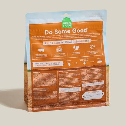 Open Farm, Freeze Dried Raw Dog Food, Morsels with 95% Meat, Organs & Bone, Organic Produce & Superfoods, Complete Meal or Freeze Dried Dog Food Topper, Pork Recipe, 22oz Bag