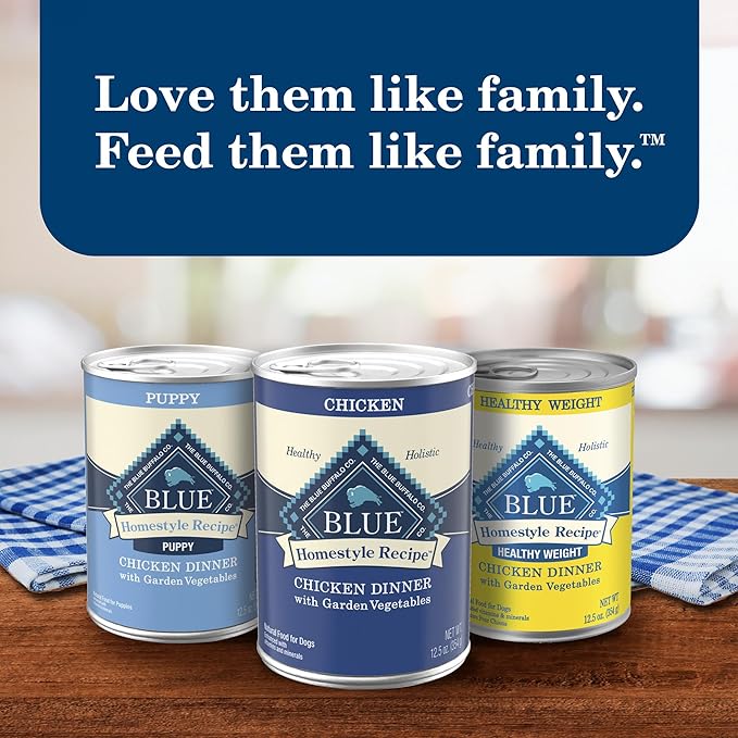 Blue Buffalo Homestyle Recipe Adult Wet Dog Food, Made with Natural Ingredients, Chicken Dinner with Garden Vegetables, 12.5-oz Can (Pack of 12)