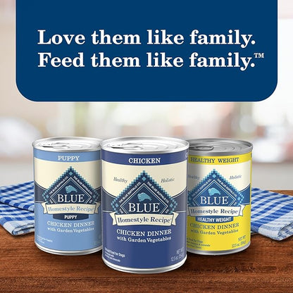 Blue Buffalo Homestyle Recipe Adult Wet Dog Food, Made with Natural Ingredients, Chicken Dinner with Garden Vegetables, 12.5-oz Can (Pack of 12)