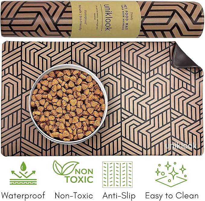 Dog Food Mat - Dog Bowl Mat - Pet Food Mat - Dog Mat for Food and Water - Dog Feeding Mat - Dog Water Bowl Mat - Waterproof Dog Water Mat - UnikLook