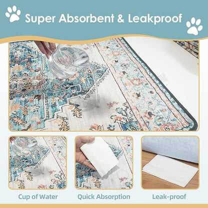 SCLOSE Washable Pee Pads for Dogs Large 2 Pack, 48" x 48" Reusable Puppy Pads Waterproof Dog Rugs, Super Absorbent, Leakproof, Dog Crate Pad, Playpen Mat, Whelping Pads, Blue Medallion