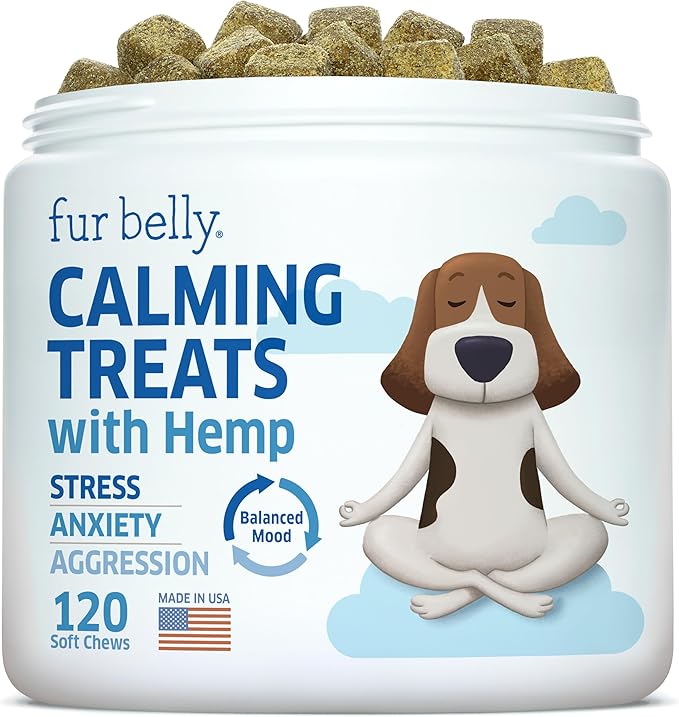Hemp Calming Chews for Dogs - Natural Dog Anxiety Relief Treats - Separation, Stress, Barking, Thunderstorms, Lightning - 120 Treats
