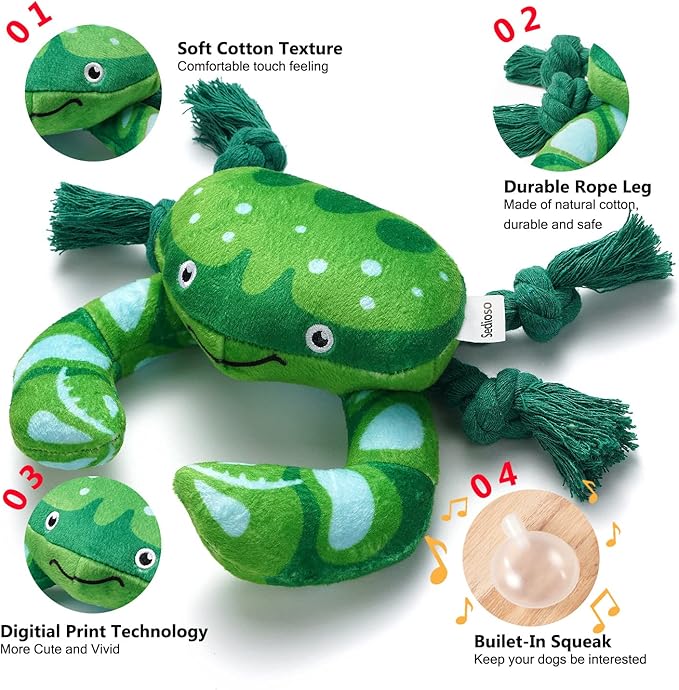 Sedioso Dog Toys, Dog Plush Toy for Large Breed, Cute Squeaky Dog Toys with Crinkle Paper, Dog Chew Toys for Puppy, Small, Middle, Big Dogs (Crab)