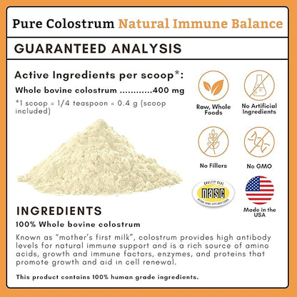 Wholistic Pet Organics Colostrum for Dogs & Cats - Bovine Colostrum Powder - Cat & Dog Allergy Relief, Immune Support & Itching Skin Relief - Cat and Dog Vitamins for Itchy Skin - 2 oz - 140 Scoops
