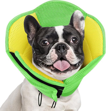 AOFITEE Dog Cone - Soft Dog Cone to Stop Licking, Comfy Cones for Dogs After Surgery, Adjustable Dogs Cones Collar Elizabethan Pet E-Collar for Medium Pets, Pet Recovery Collar, YellowGreen Medium