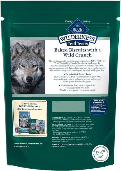 Blue Buffalo Wilderness Trail Treats High Protein Grain Free Dog Biscuits Crunchy Dog Treats, Duck Recipe, 10-oz Bag