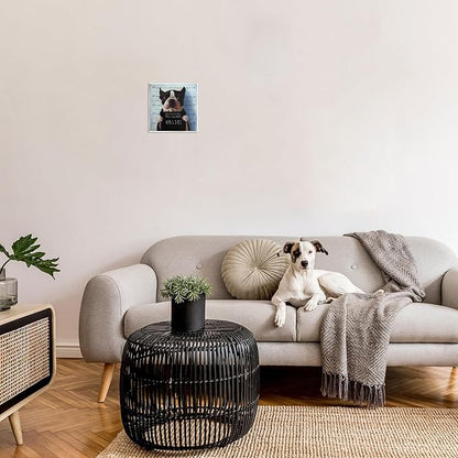 Stupell Industries Funny Boston Terrier Dog Jail Convicted Police, Design by Lucia Heffernan