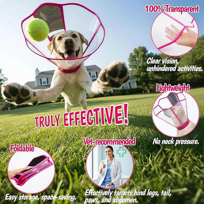 Comfy Dog Cone Collar for Dogs to Stop Licking, Soft Transparent E Collar for Small Dogs After Surgery, Extra-Long Recovery Cones, Durable & Easy-Clean Pet Neck Collars, Lightweight Cone(Rosered, S)