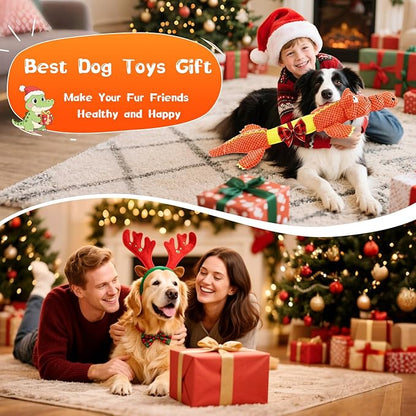 Interactive Tug of War Dog Toys for Small to Large Breeds - Squeaky Puppy Toys with Crinkle Paper, Stuffed Chew Toys to Keep Them Busy, Training Reward Gift for Dogs (Orange)