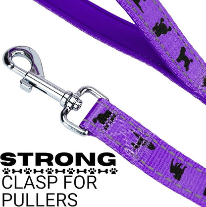 EcoBark Dog Leash - Soft & Reflective Comfort Leashes with Padded Handle - Safe, Strong, & Durable for Small, Medium or Large Dogs (Purple)