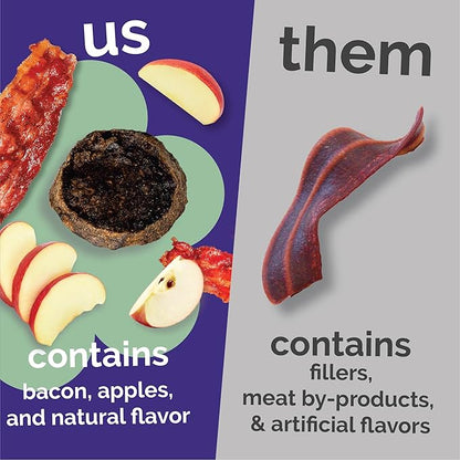 Fruitables Whole Jerky Bites, Healthy Dog Treats, Puppy Essentials, Jerky Dog Treats, Made in the USA, No Fillers or Nitrates, Real Bacon & Apple Flavor, 5oz