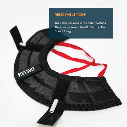 Dog Cone Collar Adjustable After Surgery, Protective Soft Dog Cone, Elizabethan Dogs Collar (Black, S Long [Neck Girth: 11.4"-14.2"])