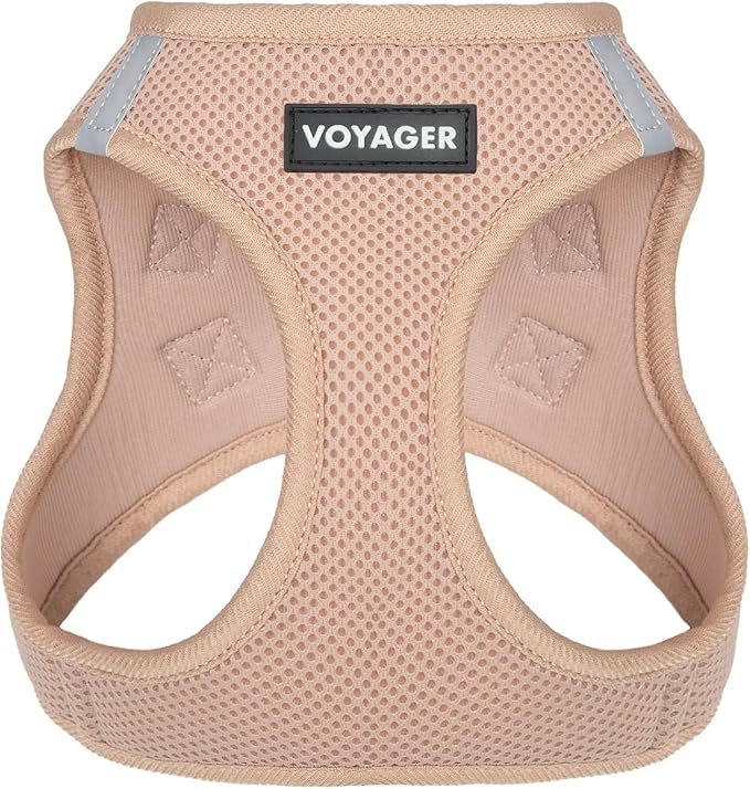 Best Pet Supplies Voyager Step-in Air Harness - All Weather Mesh, Reflective, No Pull Harness for Dogs, Cats - Secure with Hook & Loop Fastener, Buckle, Double D-Rings - Khaki, XXXS