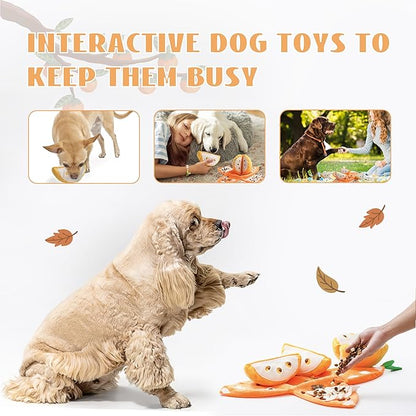 Nocciola Hide and Seek Plush Dog Toys, Orange Tangerine Interactive Dog Toy for Small Dogs, Puppy Squeaky Toy with Crinkle Papers, Puzzle Toy for Boredom, Nosework Pet Toy for Small Medium Dogs