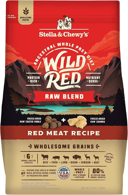 Stella & Chewy's Wild Red Dry Dog Food Raw Blend High Protein Wholesome Grains Red Meat Recipe, 3.5 lb. Bag