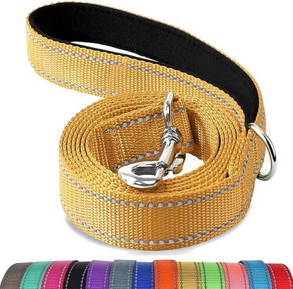 Joytale Dog Leash, 6 FT Double-Sided Reflective, Padded Handle Nylon Heavy Duty Leashes for Medium & Large Dogs Walking, Khaki
