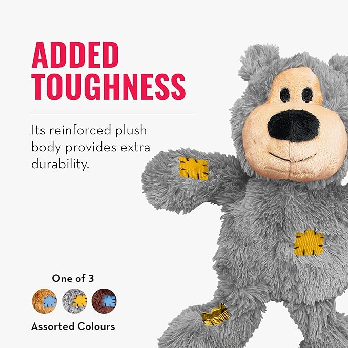 KONG - Wild Knots Bear - Internal Knotted Ropes and Minimal Stuffing for Less Mess - for Small/Medium Dogs (Assorted Colors)