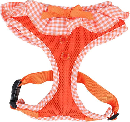 Puppia Vivien Dog Harness Over-the-Head All Season Cute No Pull No Choke Walking Training Adjustable for Small Dog, Orange, Large