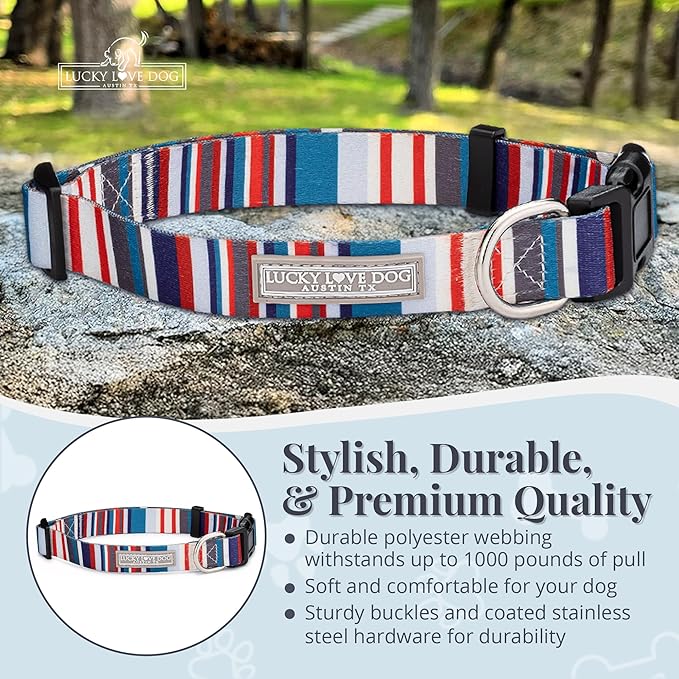 Lucky Love Dog - Adjustable Dog Collar with Easy Click Buckle for Small Dogs, Durable, & Comfortable for Male & Female Dogs, Pet Collar for Puppies & Adult Ones - Linus, XS