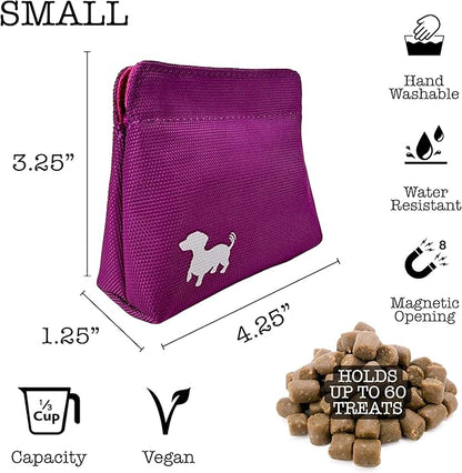 Small Dog Treat Pouch – Slim Magnetic Pocket Dog Treat Bag for Walking & Training – Discreet Clip On Treat Pouch for Leash, Waistband or Pocket – Mess Free Storage (Pink)