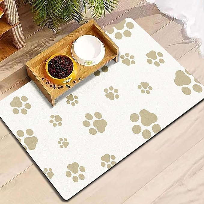 Pet Feeding Mat Dog Cat Food Mat Absorbent No Stains Quick Dry Rubber Bottom Anti-Slip Water Bowl Mats Easy to Clean for Indoor Pet Placemats Water Dispenser Mat