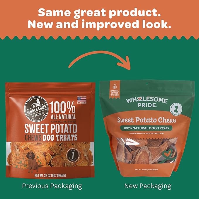 Wholesome Pride Sweet Potato Chews All-Natural Single Ingredient Dog Treats, 32 oz