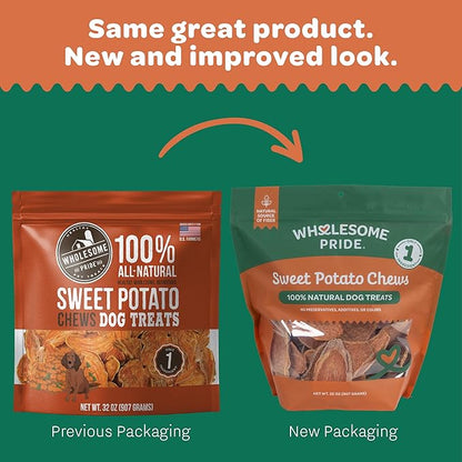 Wholesome Pride Sweet Potato Chews All-Natural Single Ingredient Dog Treats, 32 oz