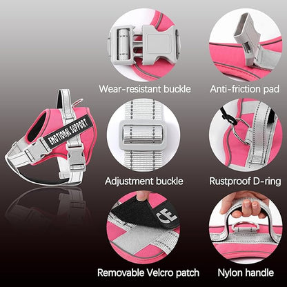 voopet Emotional Support Dog Harness, Professional Service Dog Vest Harness for Small Medium Large Dogs, Reflective Breathable and Adjustable No Pull/Choke ESA Essential Harness