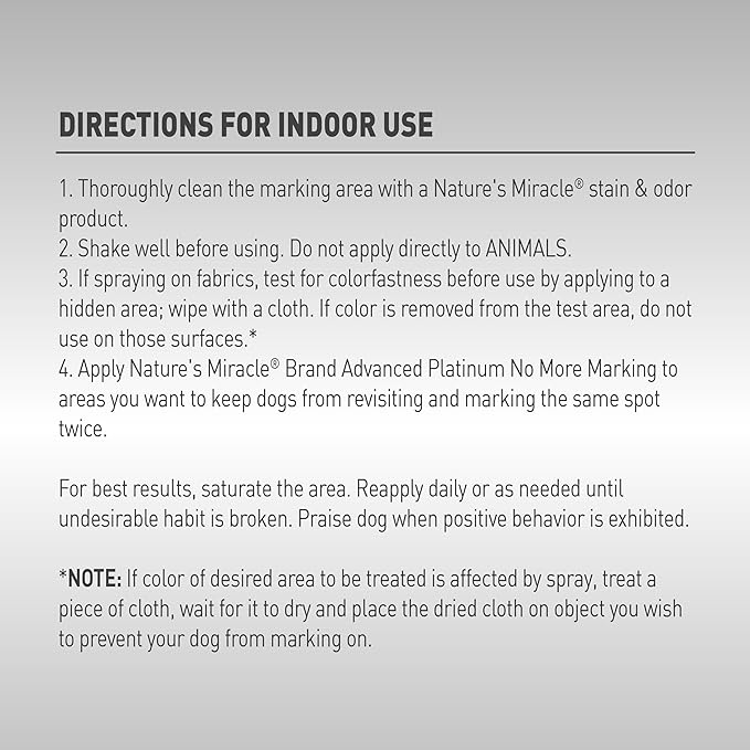 Nature’s Miracle Advanced Platinum No More Marking, 128 Ounces, Helps Discourage Repetitive Pet Marking