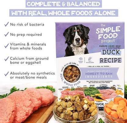 Simple Food Project - Duck Recipe - Freeze Dried Raw Food for Dogs - 96oz