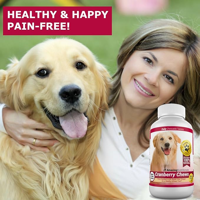 Amazing Cranberry Supplement for Dogs - Urinary Tract & Bladder Support - 120 Cranberry Chews with Apple Cider Vinegar for Immune Health - Dog Urinary Supplement - Made in USA - Bacon Flavor