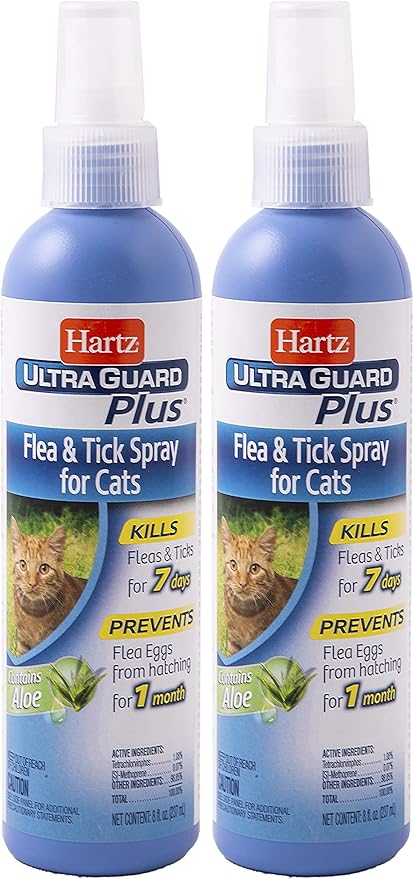 Hartz UltraGuard Plus Cat Flea & Tick Spray, 8 oz (Pack of 2)