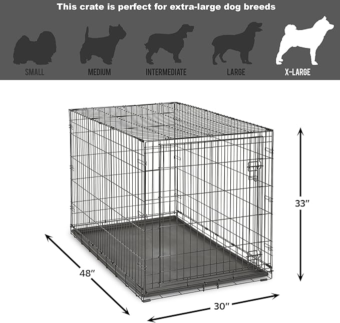 Midwest Homes for Pets 48-Inch New World Crate for Extra-Large Breeds, 90-110 lbs, Single Door Folding Dog Crate, Leak-Proof Tray & Secure Latch, Portable, Durable & Easy to Assemble