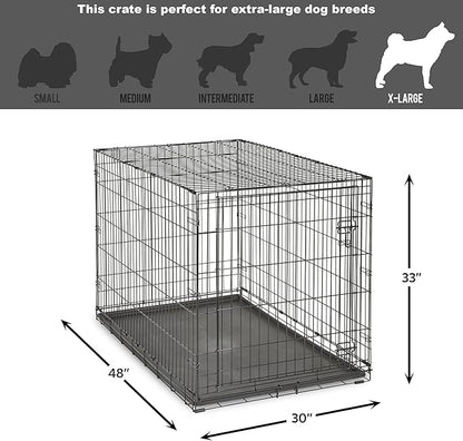 Midwest Homes for Pets 48-Inch New World Crate for Extra-Large Breeds, 90-110 lbs, Single Door Folding Dog Crate, Leak-Proof Tray & Secure Latch, Portable, Durable & Easy to Assemble