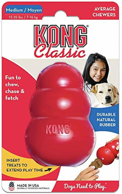 KONG Classic Stuffable Dog Toy - Fetch & Chew Toy for Dogs - Treat-Filling Capabilities & Erratic Bounce for Extended Play Time - Durable Natural Rubber Material - for Medium Dogs (Pack of 2)