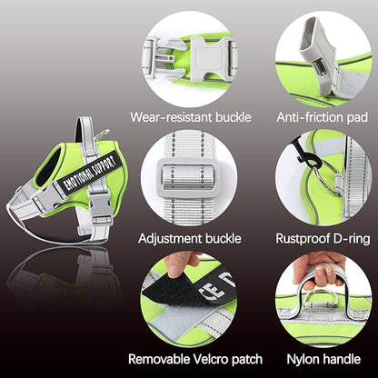 voopet Emotional Support Dog Harness, Professional Service Dog Vest Harness for Small Medium Large Dogs, Reflective Breathable and Adjustable No Pull/Choke ESA Essential Harness