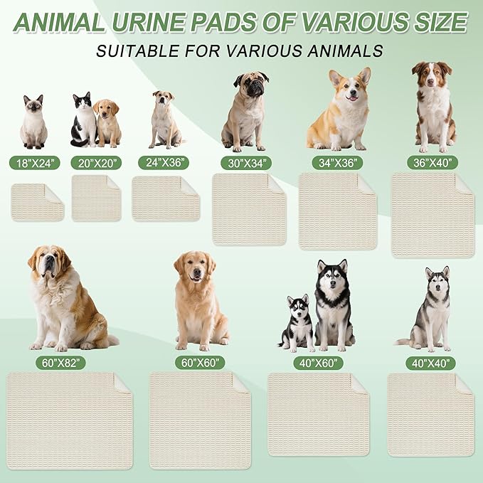 Washable Pee Pads for Dogs, Reusable Puppy Pads Dog Pads, Non-Slip Dog Pee Pads, Leakproof Pet Pee Pads Wee Wee Pads for Dogs. (Cream White, 60"x60"(Pack of 1))