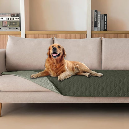 gogobunny 100% Double Sided Waterproof Dog Blanket Soft Pet Bed Cover Reversible Protect Furniture Couch Sofa Car for Puppy Large Dog Cat (Dark Olive/Light Olive, 30x90 Inch (Pack of 1))