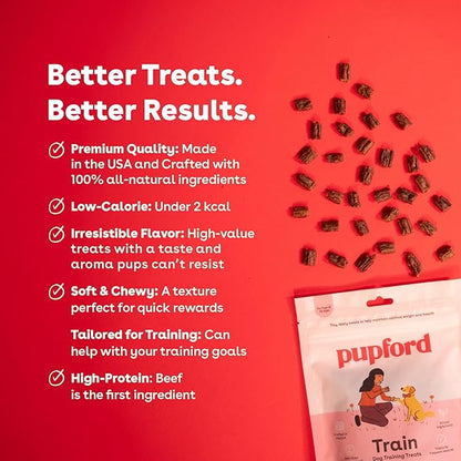 Pupford Soft & Chewy Training Treats for Dogs & Puppies (Beef, 10 oz, 2 Pack)