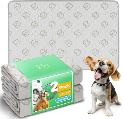 FXW Washable Pee Pads for Dogs, Puppy Pads with Super Absorbent, Specifically Designed for 48inch Cages, 29" x 47" Rectangle, Khaki, 2 Packs
